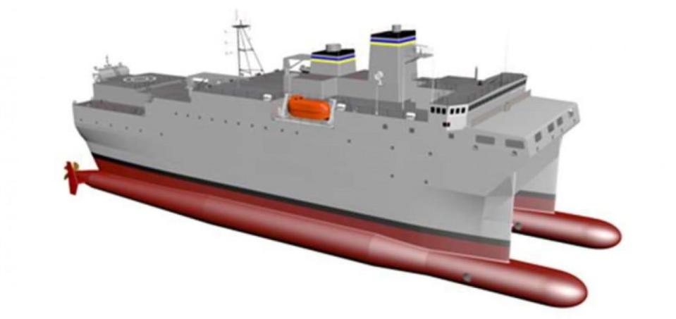 An artist's rendering of the T-AGOS ship design.