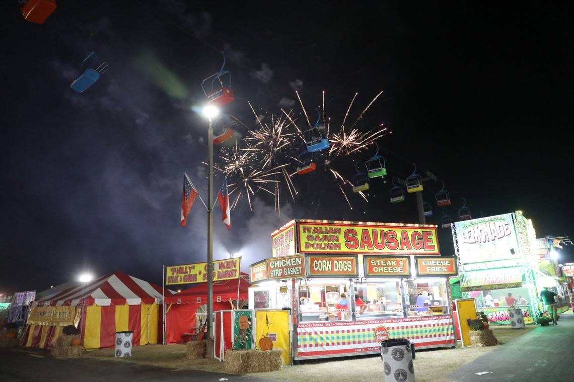 Fireworks light up the sky above the Georgia National Fair Friday evening. The fair runs through Oct. 16