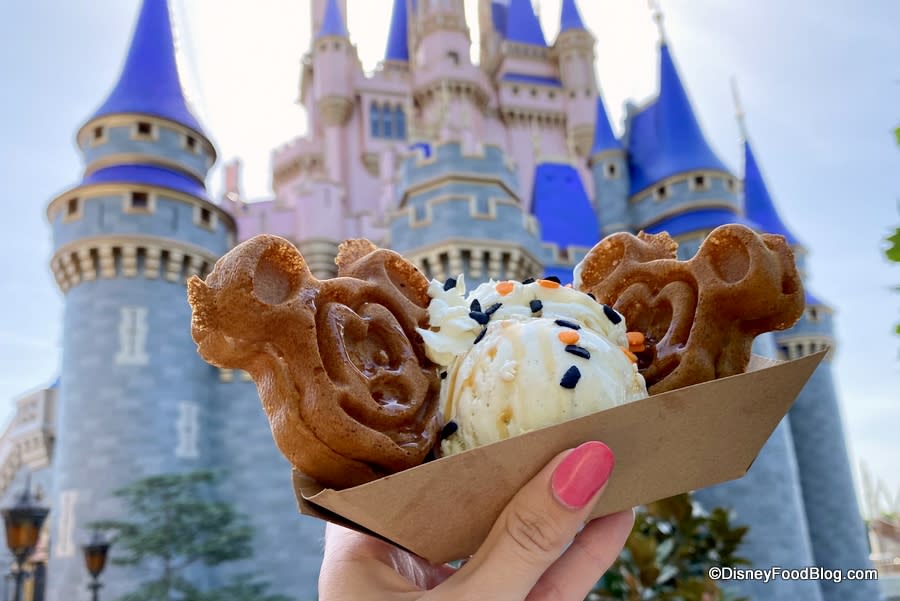 Pumpkin-spiced Mickey Waffle Sundae at Disney World