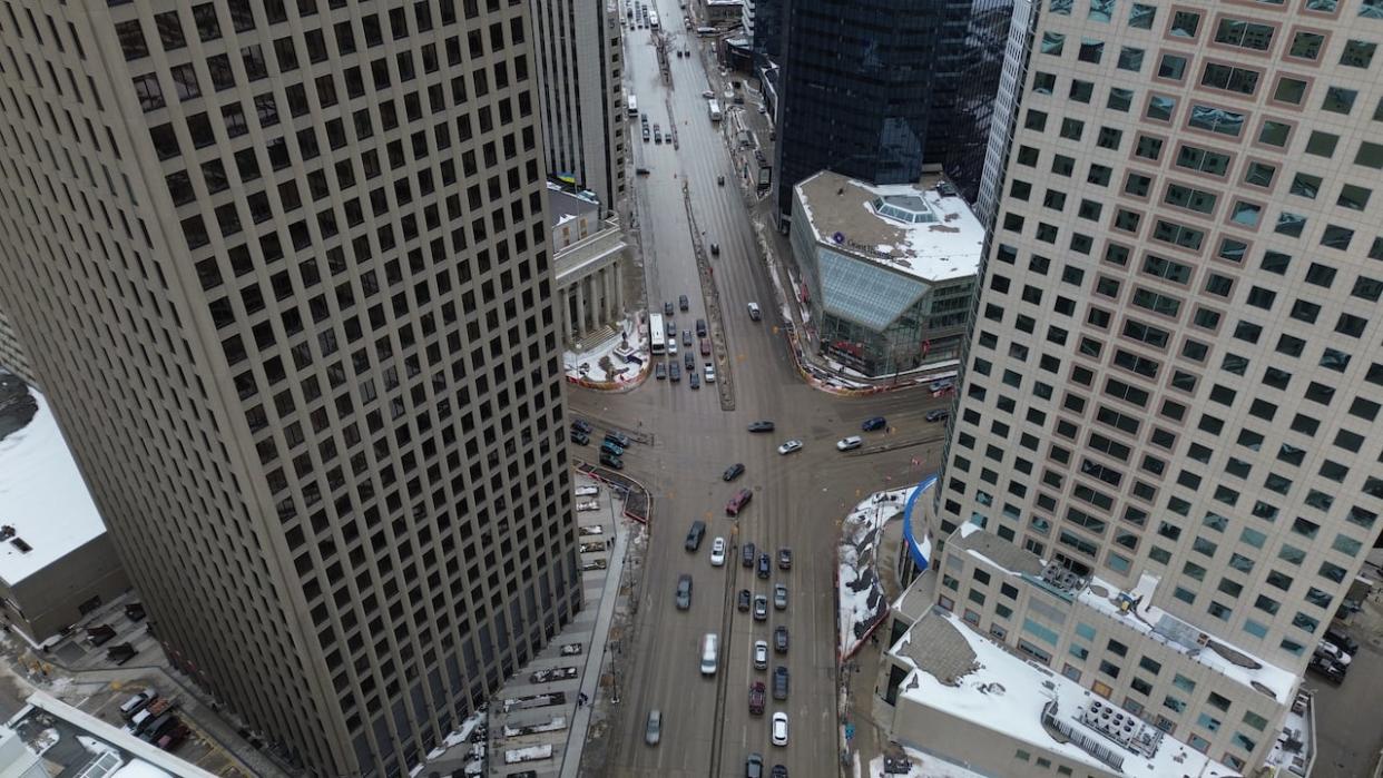 Mayor Scott Gillingham's plan to reopen Portage and Main to pedestrians came before EPC Tuesday morning. (Jaison Empson/CBC - image credit)