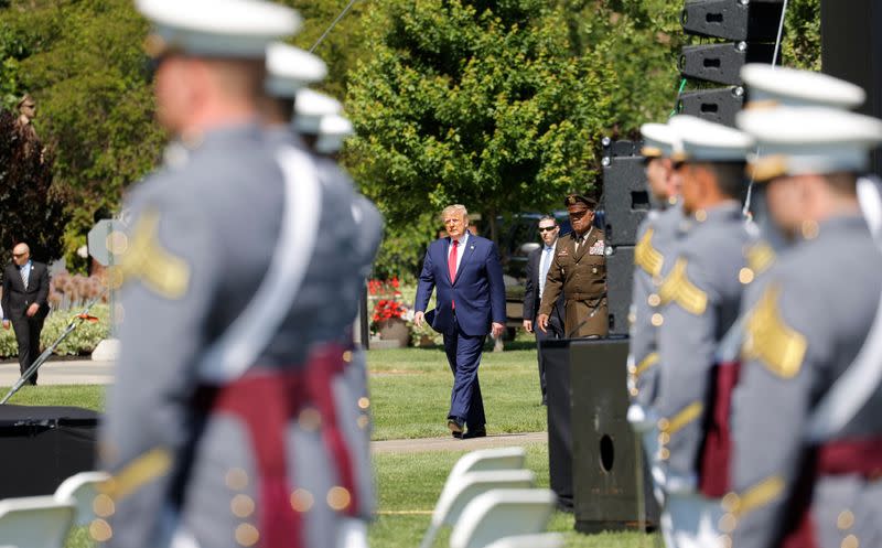 U.S. President Donald Trump delivers commencement address at the 2020 United States Military Academy Graduation Ceremony at West Point, New York