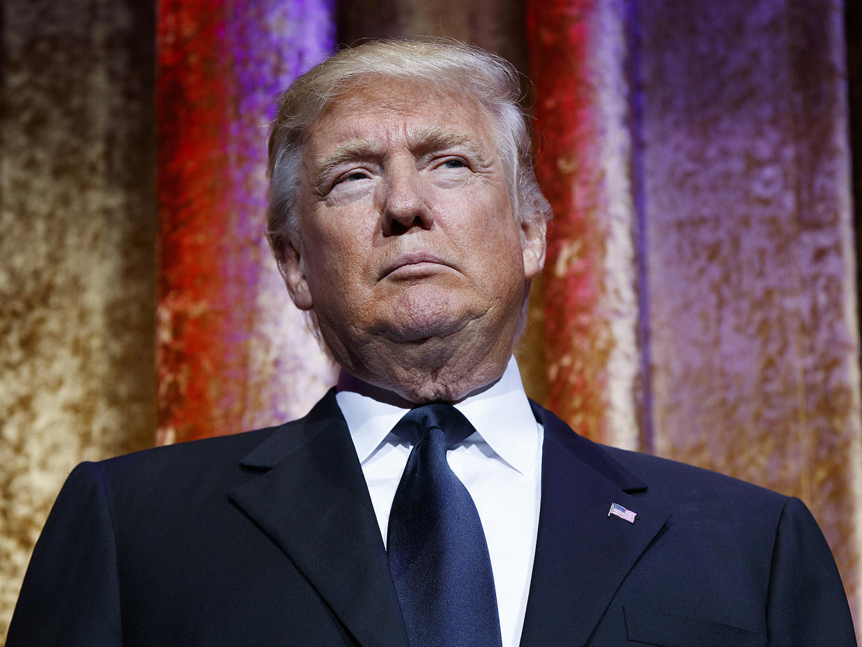 President-elect Donald Trump speaks during the presidential inaugural Chairman's Global Dinner in Washington DC: AP