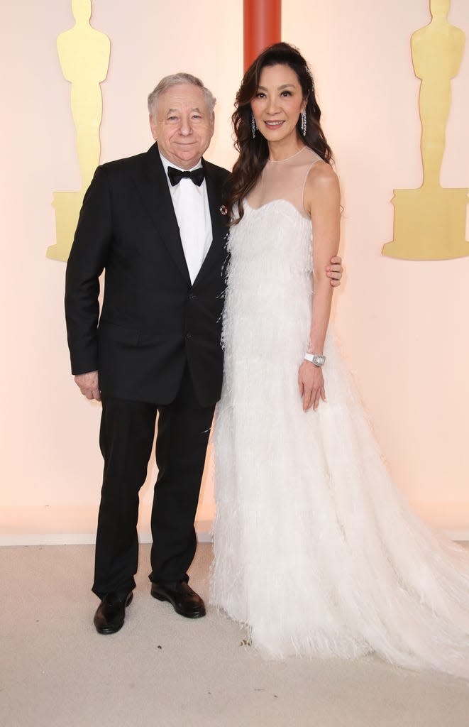 Jean Todt and Michelle Yeoh, pictured at the 2023 Oscars, have tied the knot after a 19-year engagement.