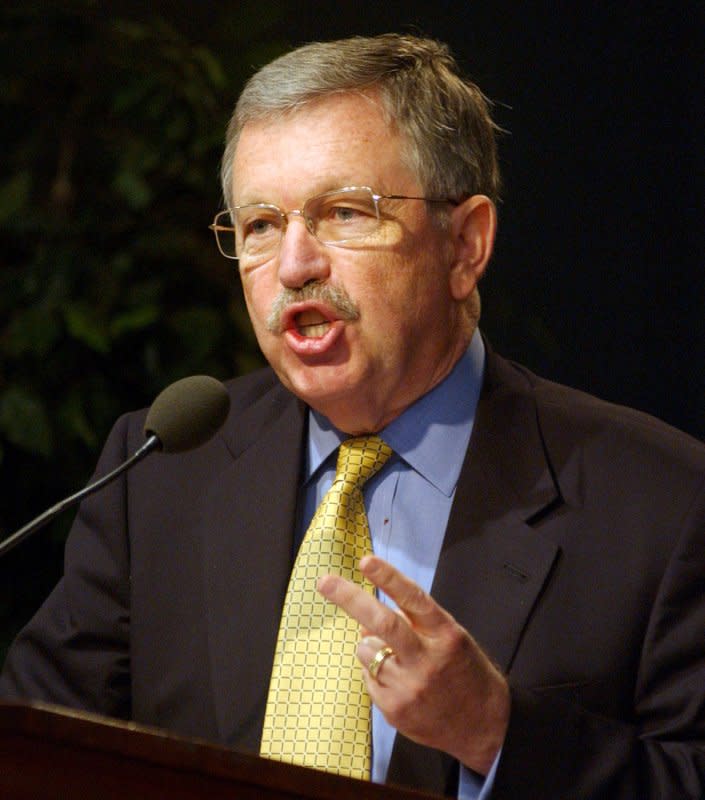 David Kay, former weapons inspector in Iraq, speaks at the Woodrow Wilson International Center on April 25, 2005, in Washington, D.C. On January 28, 2004, he told congressional government officials "were almost all wrong" in believing Iraq had weapons of mass destruction. File Photo by Roger L. Wollenberg/UPI