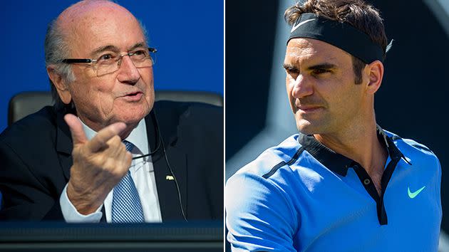 Blatter and Federer. Image: Getty