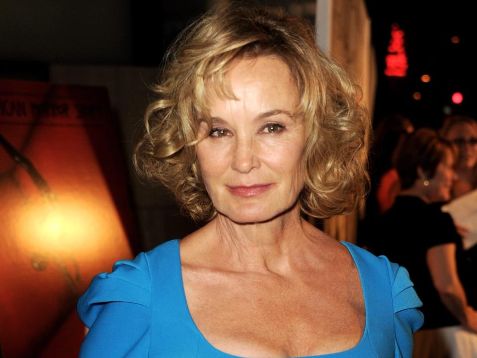 Jessica Lange in 2011 wearing a blue dress