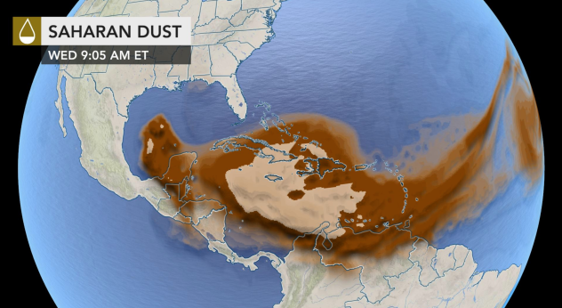 A massive dust cloud from the Sahara Desert is poised to overspread the U.S. Gulf Coast the next few days.