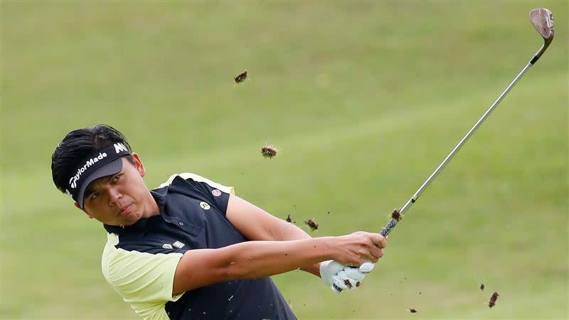 洪健堯在亞運高爾夫第2回合繳出低於標準桿9桿的63桿成績，2天128桿暫居第2。（資料圖／TPGA提供）