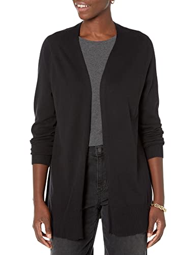 Amazon Essentials Women's Lightweight Open-Front Cardigan Sweater (Available in Plus Size), Black, Large