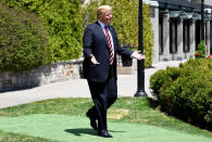 <p>President Donald Trump arrives for the G7 official welcome at Le Manoir Richelieu on day one of the G7 meeting on June 8, 2018 in Quebec City, Canada. Canada will host the leaders of the UK, Italy, the US, France, Germany and Japan for the two day summit, in the town of La Malbaie. (Photo: Leon Neal/Getty Images) </p>