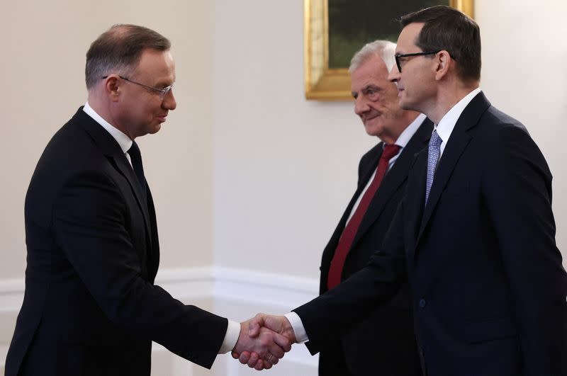 Polish President Duda holds consultations with leaders of two main parties in newly elected parliament in Warsaw