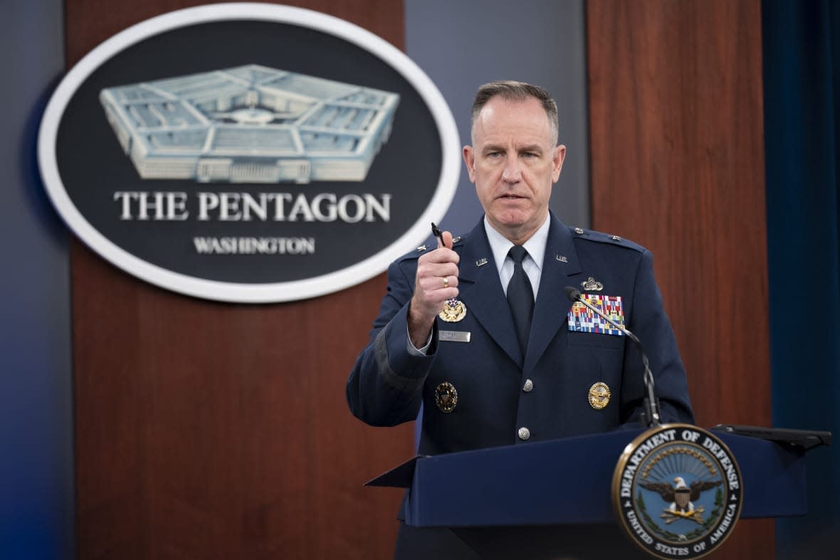 Pentagon spokesman Air Force Brig. Gen. Patrick Ryder speaks during a briefing at the Pentagon in Washington, Tuesday, Jan. 17, 2023. (AP Photo/Andrew Harnik)