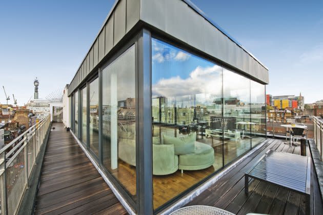 Look out across Soho and the BT Tower from the wraparound rooftop terrace of this two-bedroom split level Dean Street penthouse. List price of $3.7 million. www.eashaw.com