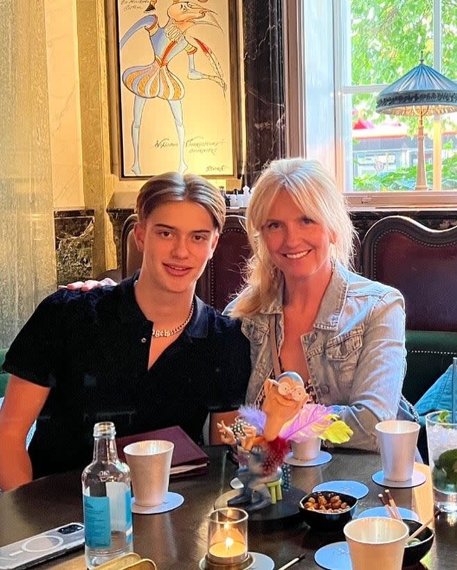 Penny Lancaster and her son Alastair Stewart