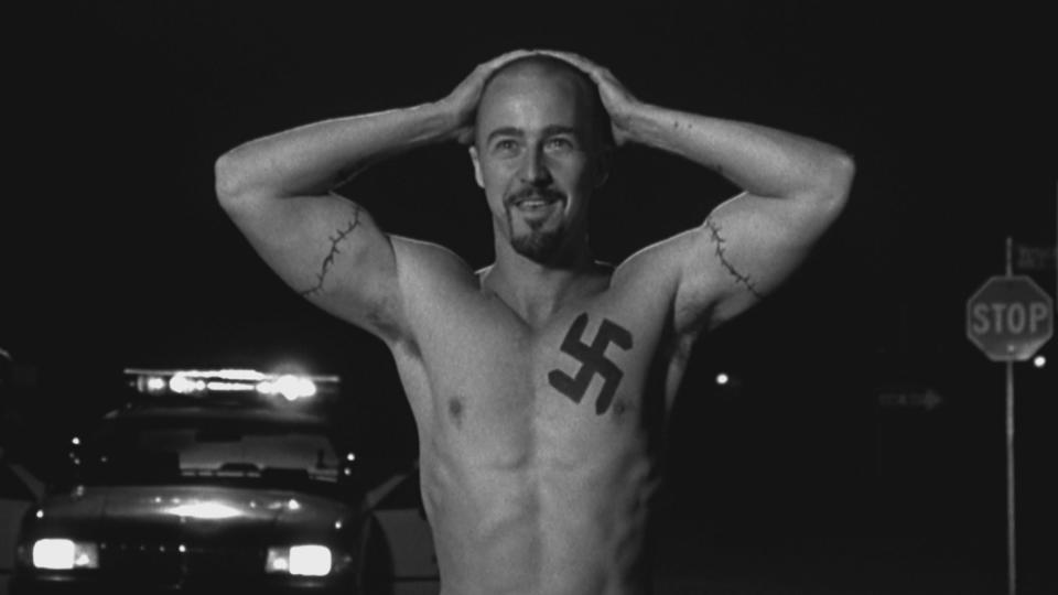 Edward Norton played a violent white supremacist in 'American History X'. (Credit: New Line Cinema)