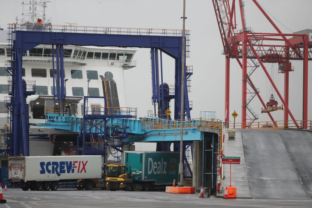 Trucks at Dublin port (PA) (PA Archive)