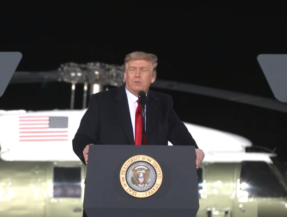 Donald Trump shown speaking at a rally in Georgia. Source: C-Span