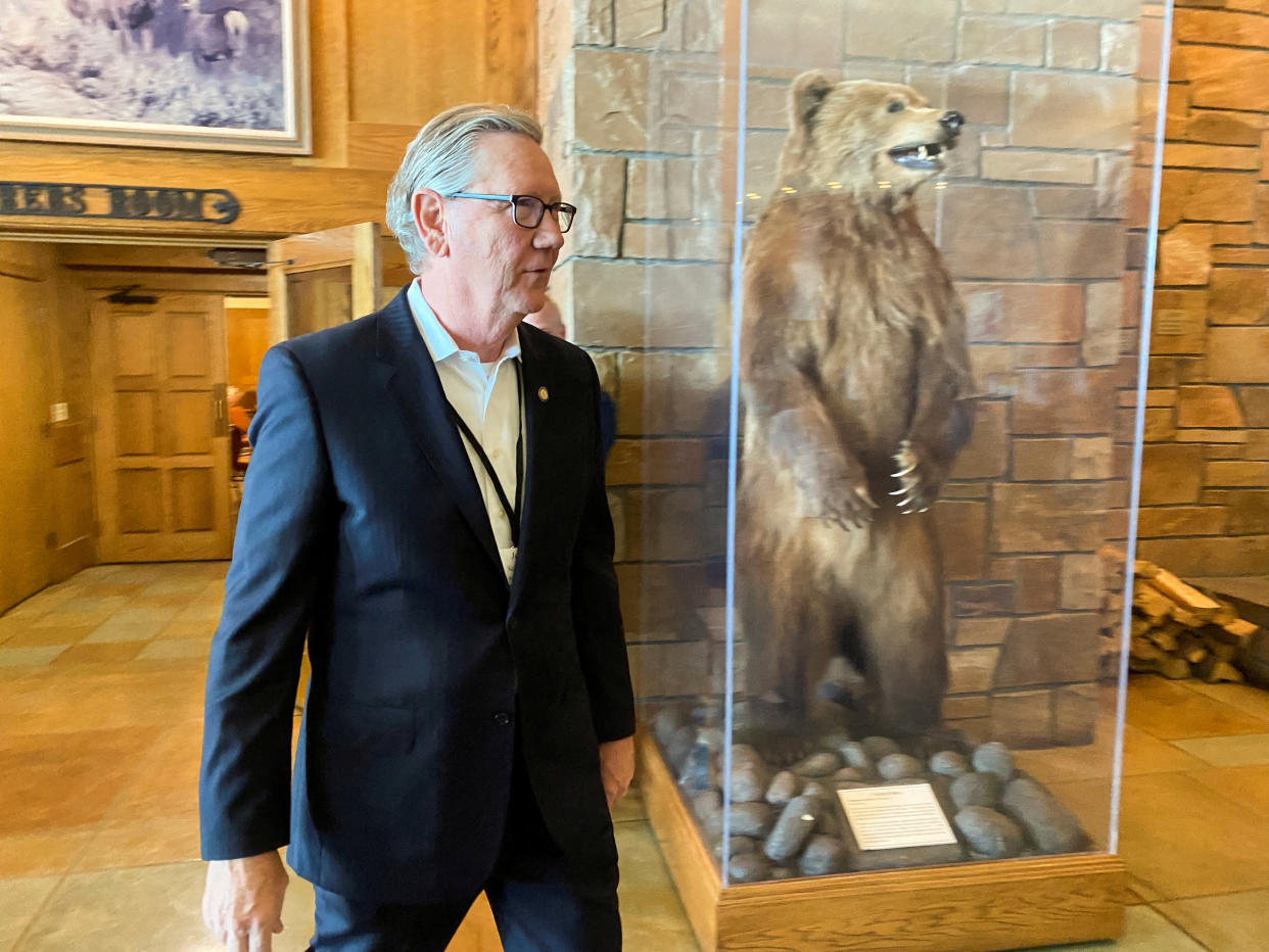 President of the Federal Reserve Bank of Kansas City Jeffrey Schmid hosts the Kansas City Fed's annual economic symposium in Jackson Hole, Wyoming, U.S., August 24, 2023. REUTERS/Ann Saphir