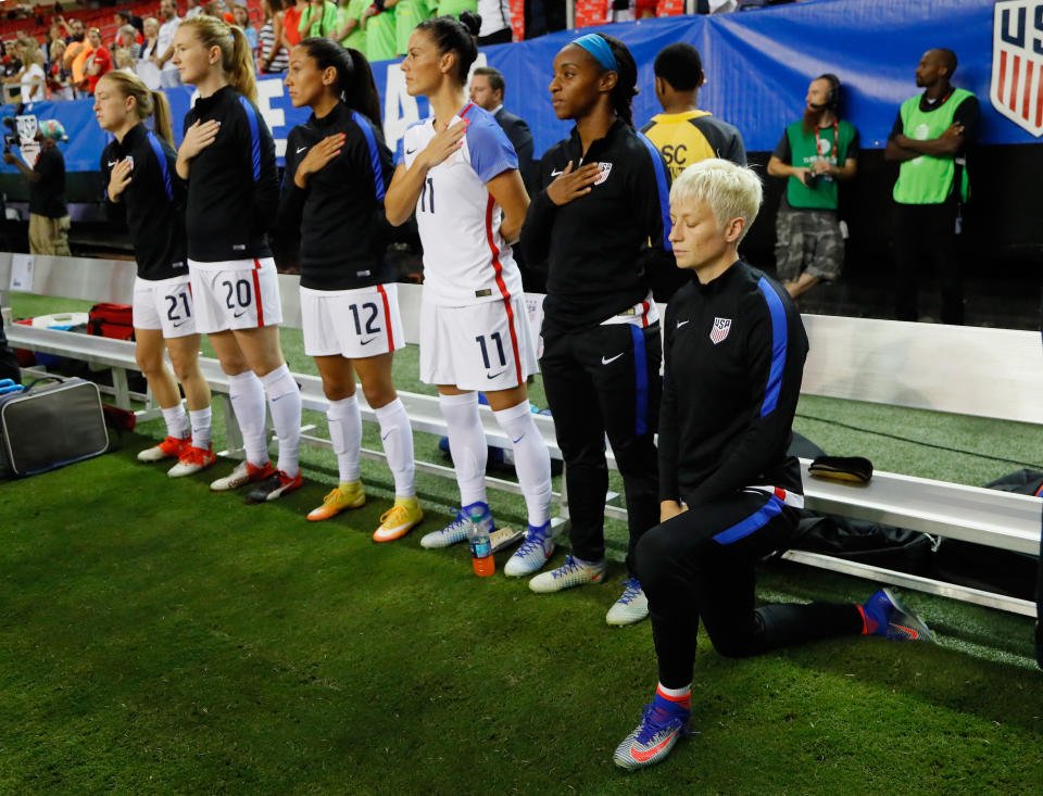 U.S. Soccer will vote to repeal a rule requiring players to stand for the national anthem. (Kevin C. Cox/Getty Images)