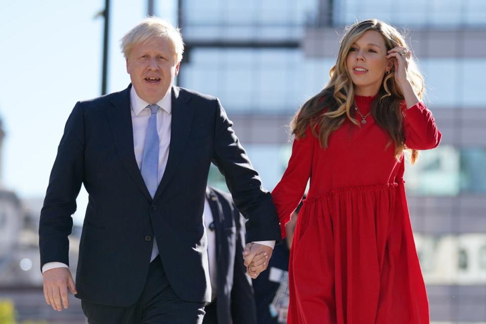 Boris Johnson with his wife, Carrie (Jacob King/PA) (PA Wire)