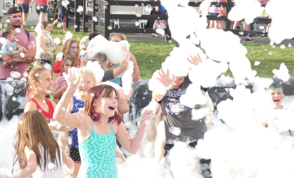 A foam pit was a popular attraction for children during the fourth annual Crestline Freedom Festival, which took place in the village's downtown.