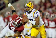 TUSCALOOSA, AL - NOVEMBER 05: Jordan Jefferson #9 of the LSU Tigers runs with the ball during the game against the LSU Tigers at Bryant-Denny Stadium on November 5, 2011 in Tuscaloosa, Alabama. (Photo by Kevin C. Cox/Getty Images)