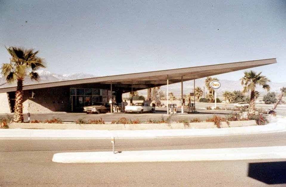 Albert Frey was commissioned to design the Enco Tramway gas station, pictured, in the early 1960s.