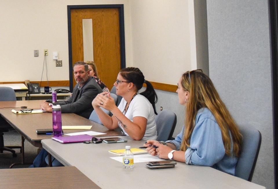 Ottawa County Health Commissioner Jerry Bingham, from left,  Ottawa County Common Pleas Mental Health Court Coordinator Jaimee Prieur, and Ottawa County DATA program coordinator Leah Brookins take part in the June 3 meeting of the Ottawa County Prevention Coalition.