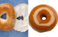 Photo by: iStockphoto<br> You're craving a glazed raised donut from Dunkin Donuts, but you're trying to be good, and instead stick with a cinnamon crunch bagel with cream cheese from Panera. Right choice?