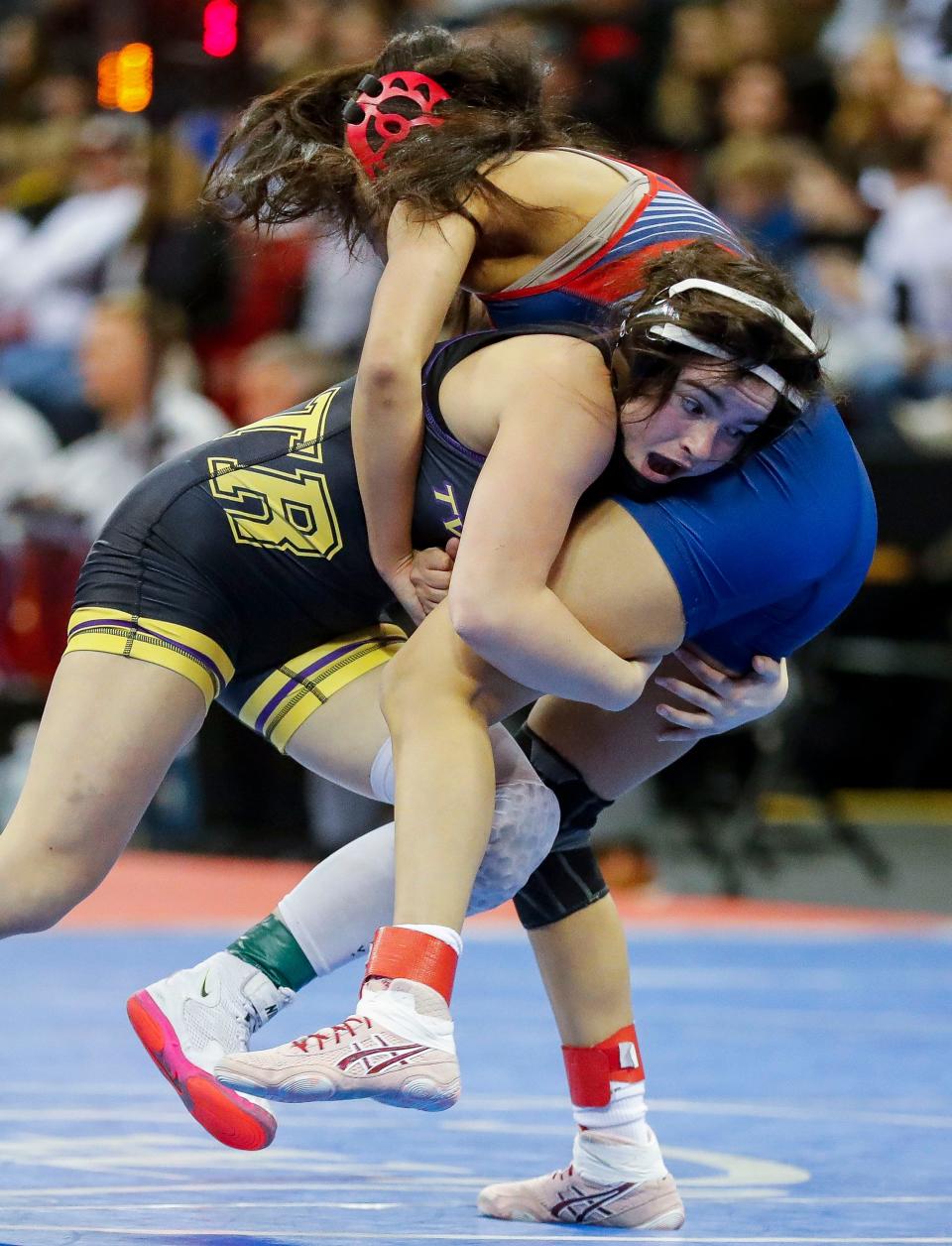 The youngest of the six Bianchi children and the only girl, Angie Bianchi is hoping to add a ninth state title to her families legacy with Two Rivers wrestling. Her mother, Neysa Bianchi, is her coach.