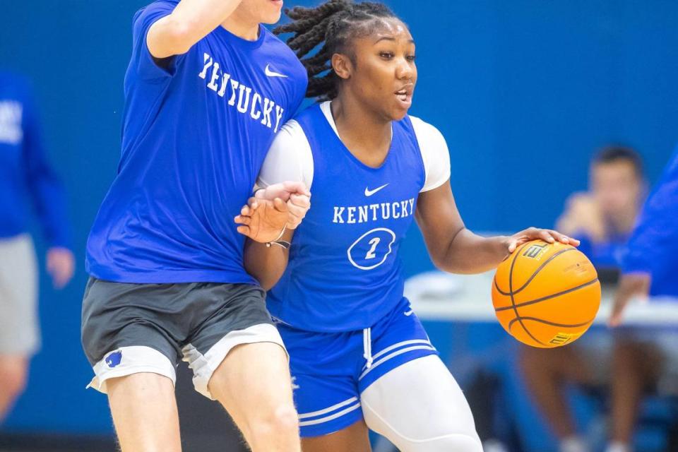 “My attitude going into this year is like, prove a lot of people wrong,” Kentucky’s Saniah Tyler (2) said at Monday’s media day.