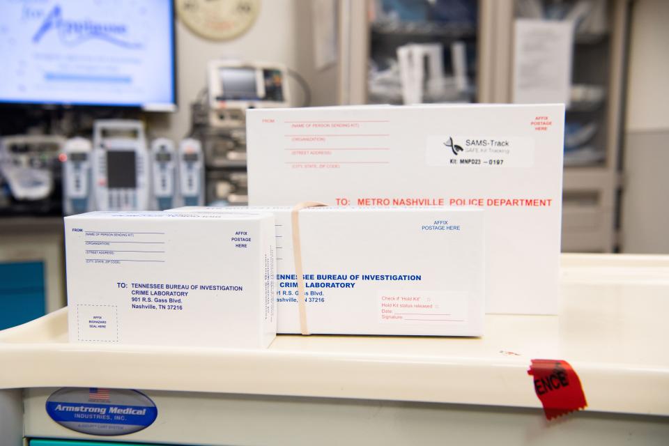 The Sexual Assault Nurse Examiner (SANE) Cart stores evidence collection kits such as a camera and sample swaps at the Vanderbilt University Medical Center in Nashville, Tenn., Monday, Jan. 22, 2024.