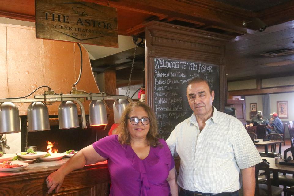 Co-owners Maria and Mihail Chryssos pose for a photo at The Astor Restaurant Friday, May 24, 2024. The Astor was voted as the Best Steak in the Caller-Times Bracket Showdown by readers.