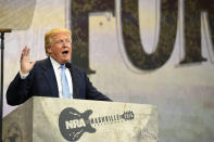 <p>Donald Trump speaks during the National Rifle Association’s annual meeting in Nashville, on April 10, 2015.<i> (Photo: Harrison McClary/Reuters)</i> </p>