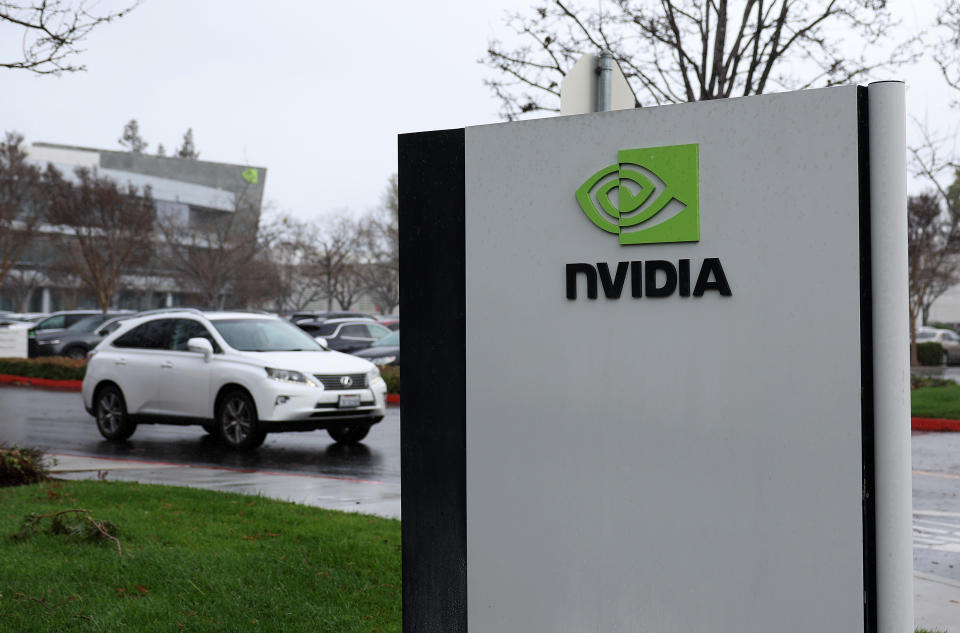 SANTA CLARA, CALIFORNIA - FEBRUARY 05: A sign is posted at Nvidia headquarters on February 05, 2024 in Santa Clara, California. Shares of Nvidia stock hit record highs on Monday after analysts increased their outlook on company. (Photo by Justin Sullivan/Getty Images)