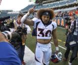 Dec 2, 2018; Cincinnati, OH, USA; Denver Broncos running back Phillip Lindsay (30) reacts after the Broncos defeated the Cincinnati Bengals at Paul Brown Stadium. Mandatory Credit: David Kohl-USA TODAY Sports