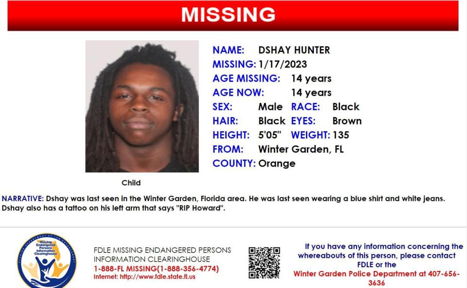 Dshay Hunter was last seen in Winter Garden on Jan. 17, 2023.