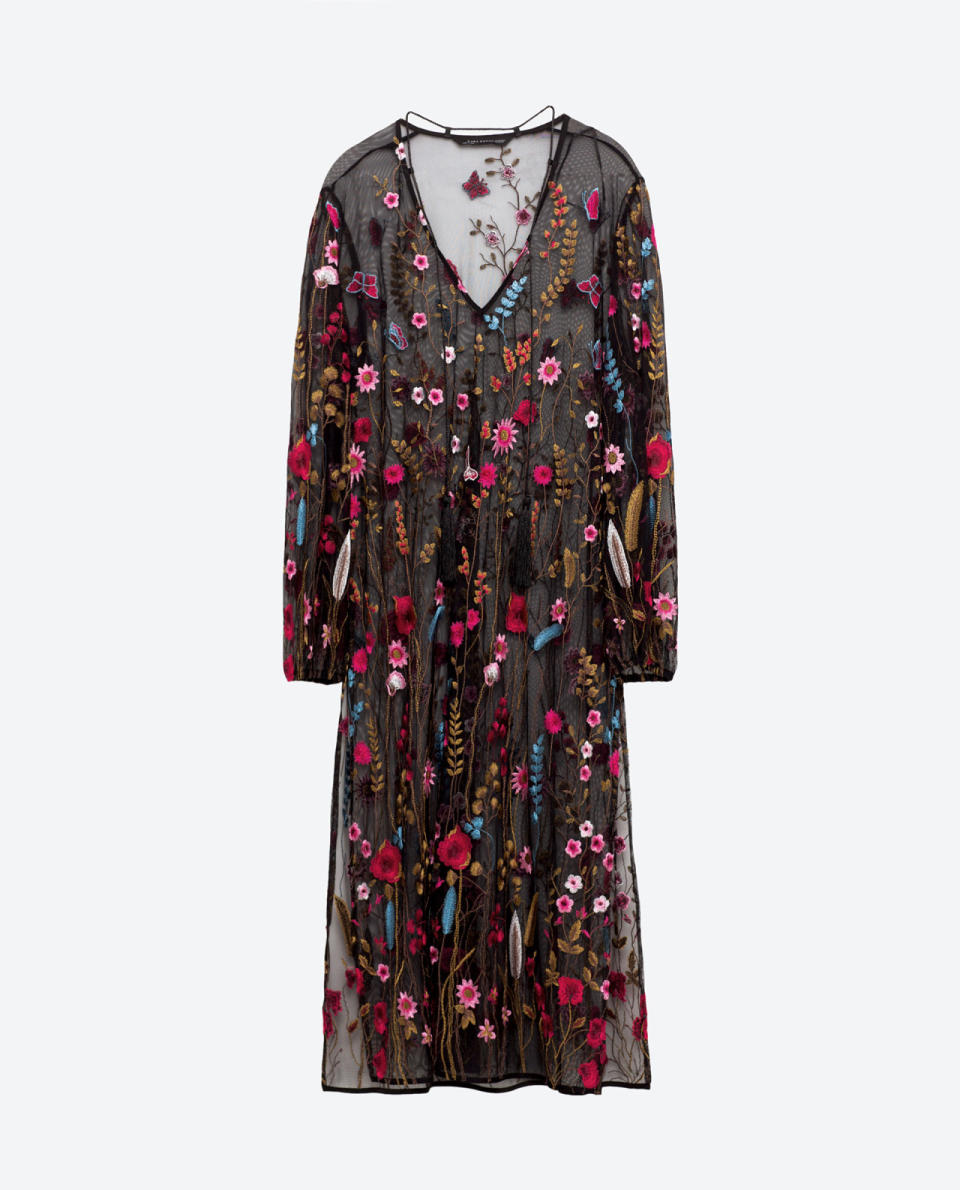 <p><i><a rel="nofollow noopener" href="http://www.zara.com/uk/en/woman/dresses/long-embroidered-dress-c269185p3814570.html" target="_blank" data-ylk="slk:Zara, £69.99;elm:context_link;itc:0;sec:content-canvas" class="link ">Zara, £69.99</a></i></p>