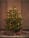 <p>Un sapin de Noël majestueux comme celui-ci donnera un look de cinéma à votre salon. On n’oublie pas de recouvrir sa base avec du papier kraft ou du tissu pour un arbre raffiné de la tête aux pieds.</p><br>