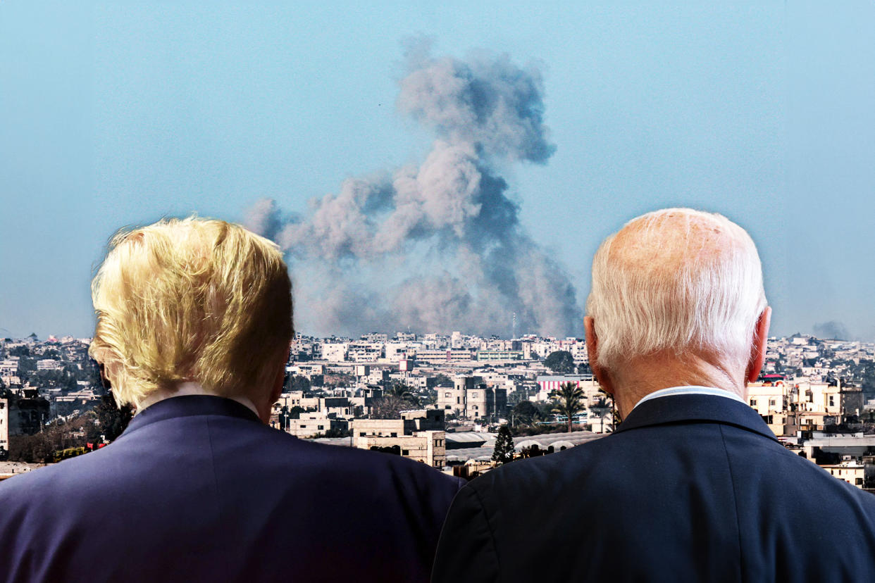 Donald Trump; Joe Biden; Gaza  Photo illustration by Salon/Getty Images