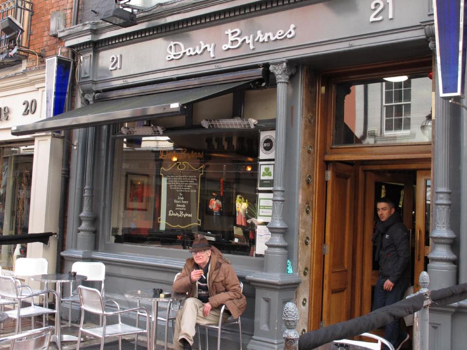 This March 21 photo shows Davy Byrne's pub in Dublin city, Ireland. The pub was famously mentioned in James Joyces' "Ulysses" when the protagonist of the novel, Leopold Bloom, ate lunch there. Every year on Bloomsday (June 16), Joyce lovers descend on the pub for that famous literary lunch: a gorgonzola sandwich and glass of Burgundy. (AP Photo/Helen O'Neill)