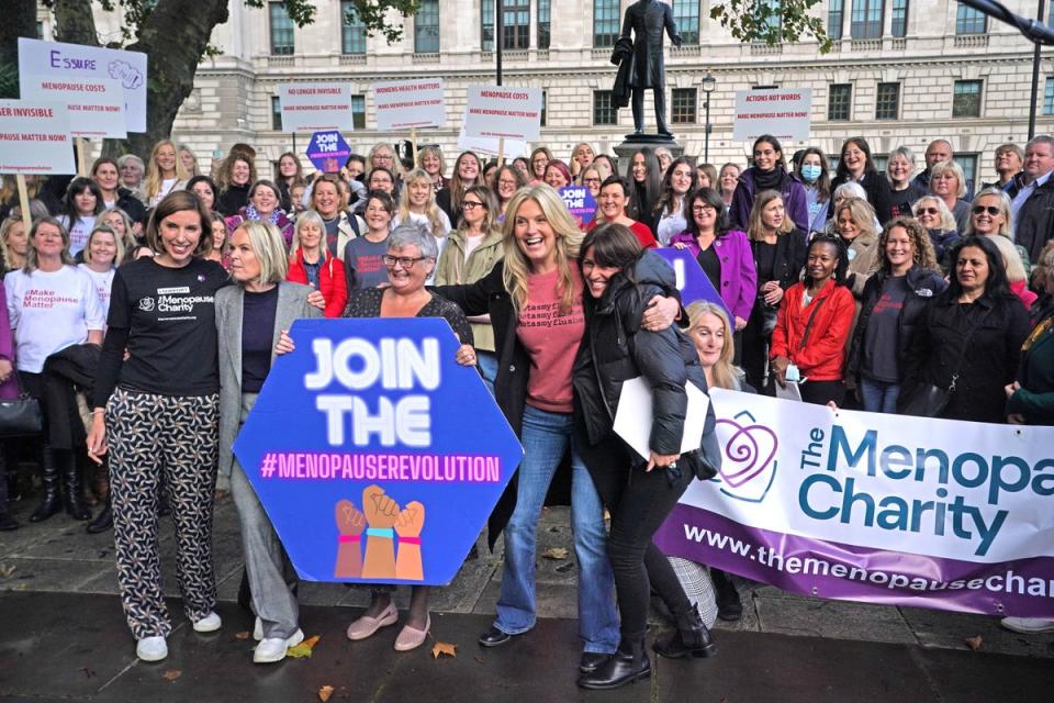 McCall joined the likes of Mariella Frostrup and Penny Lancaster in Parliament Square in 2021 to celebrate the Government’s reducing the cost of repeat prescriptions for hormone replacement therapy (PA Wire)