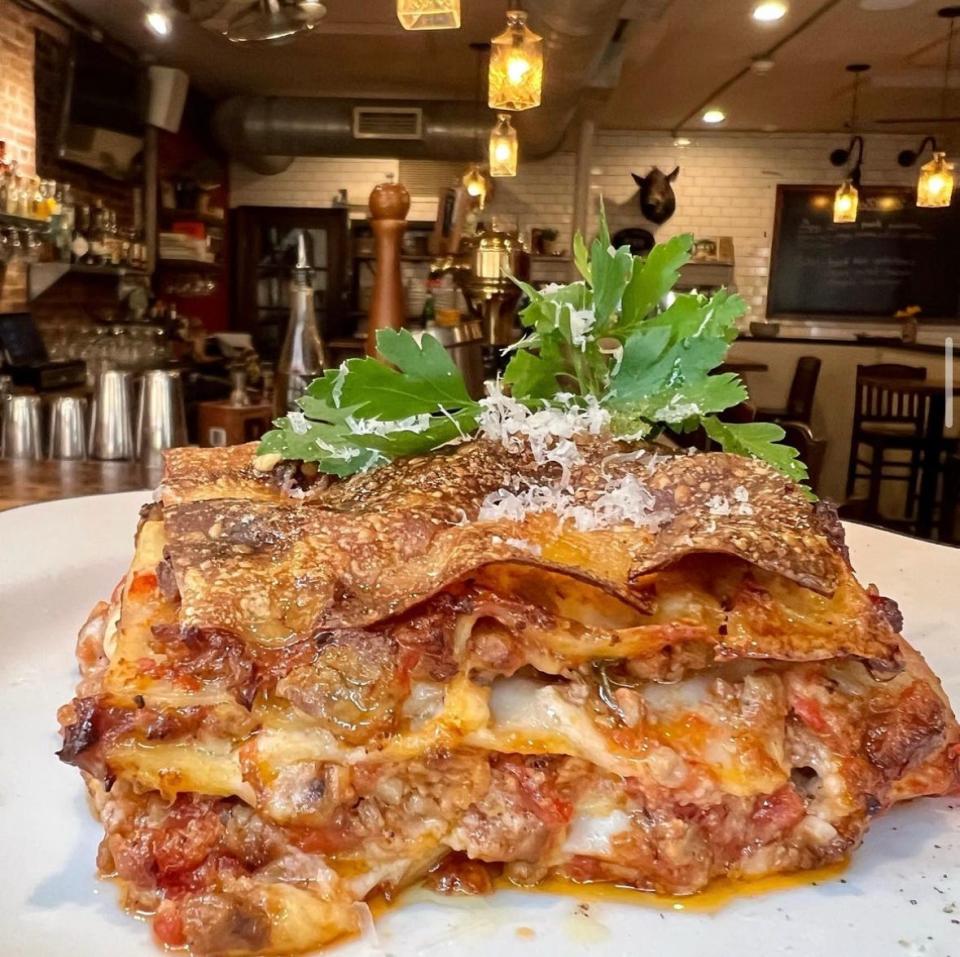 Easter lasagna from The Cookery in Dobbs Ferry with lamb Bolongnese, mint, parmagiano and olive oil. The restaurant is offering a special three-course meal for the holiday.