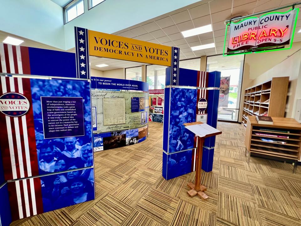 The Voices and Votes: Democracy in America exhibit debuted at the Maury County Library in August, presented by the African American Heritage Society of Maury County. The interactive exhibit will remain on display through Oct. 1.