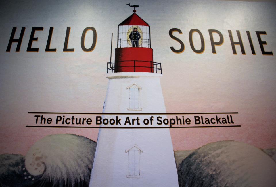 The welcome for 2022 CALF guest author-illustrator Sophie Blackall at the entrance to the National Center for Children's Illustrated Literature.