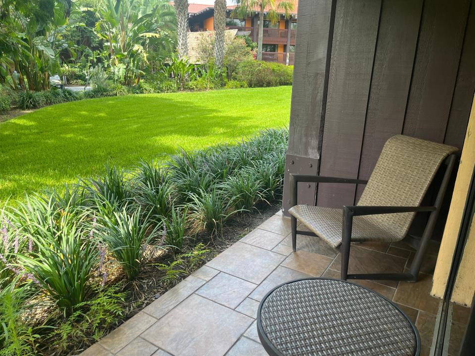 outdoor patio attached to a polynesian resort villa