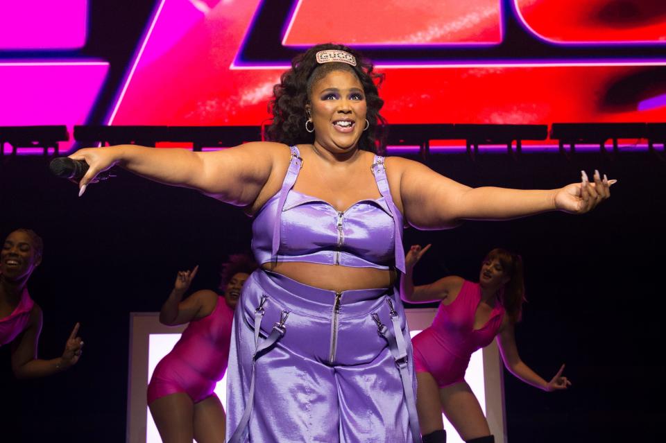 Recording artist Lizzo performs at the Pepsi Zero Sugar Super Bowl Party.