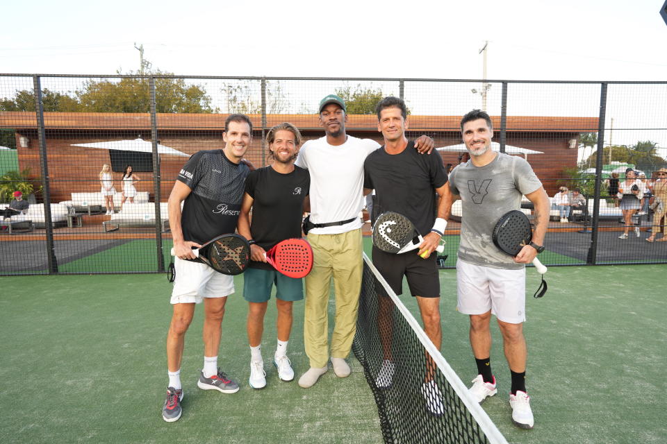 Wayne Boich (second from right) with Jimmy Butler, Juan Martin Diaz and other padel pros