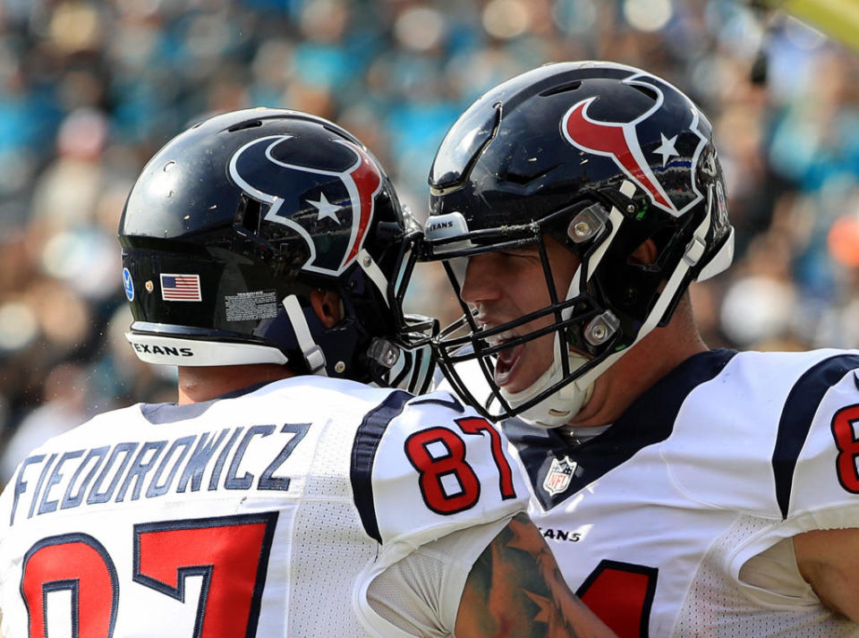 Houston Texans tight ends C.J. Fiedorowicz and Ryan Griffin