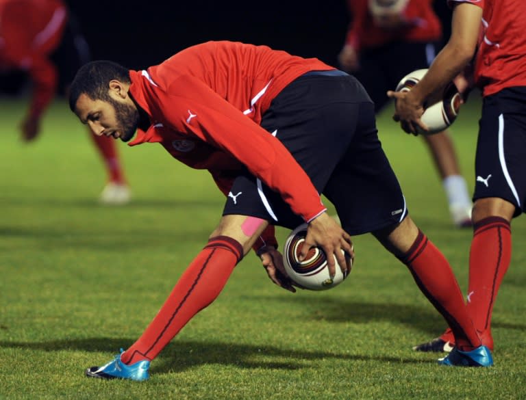 Tunisian national team's striker Yassine Chikhaoui, seen during a training session on in Rades, near Tunis